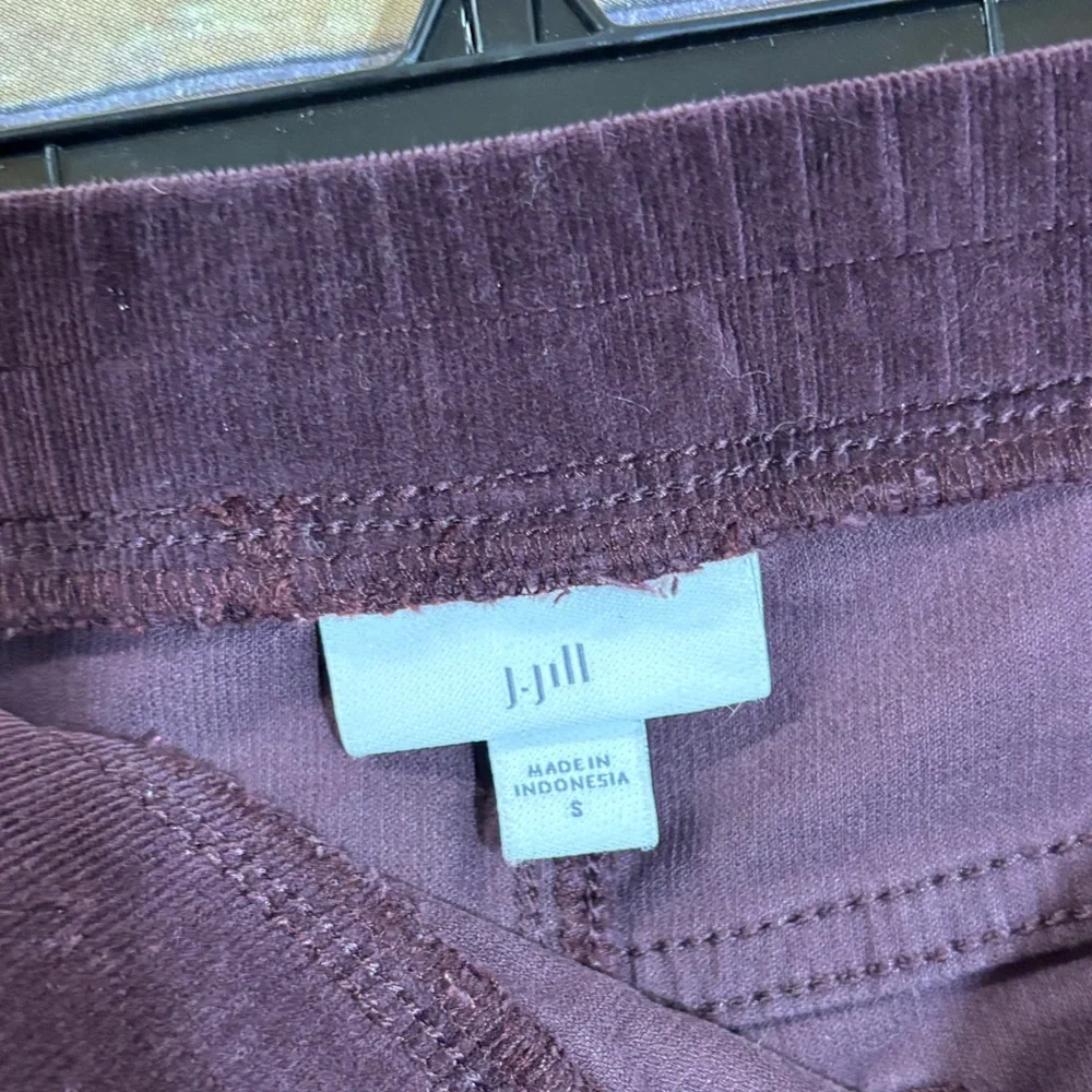 J.Jill Dark Purple Corduroy Pants S Small Pull On‎ Stretch Waist Slim Leg Ankle